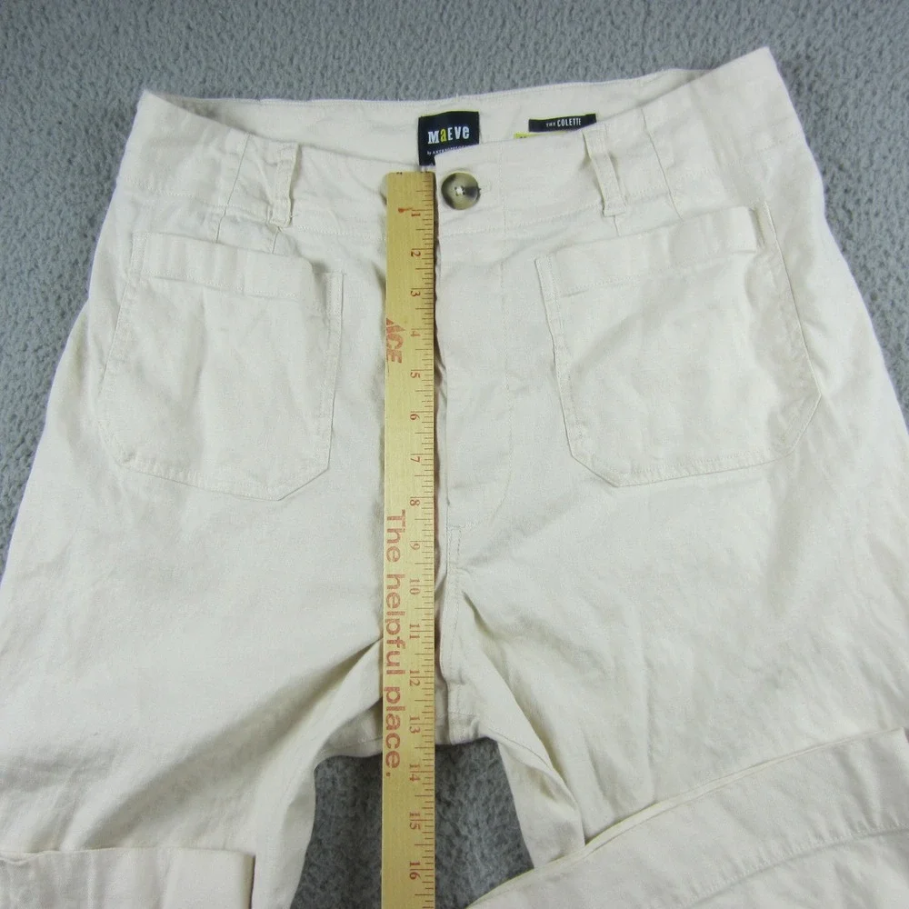 Maeve Anthropologie The Colette Wide Leg Crop Pant Womens 32 Cream Off White Y2K - Picture 7 of 12